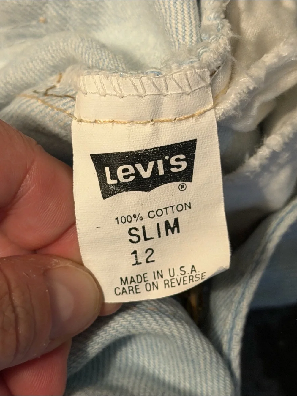 Vintage Kids Levis Size 12 Slim Light Washed  Orange Tab Denim Jeans USA